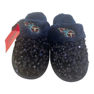 FOCO Women's NFL Tennessee Titans Ladies Sequin Fashion Slippers Size Small 5-6